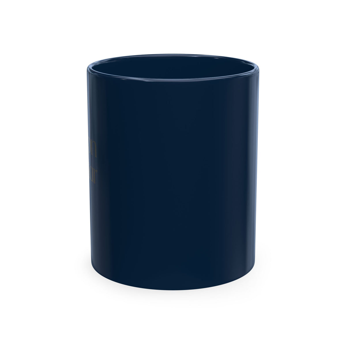 Traditional Ceramic Mug — Minimal Black Coffee Cup with Subtle Text Design