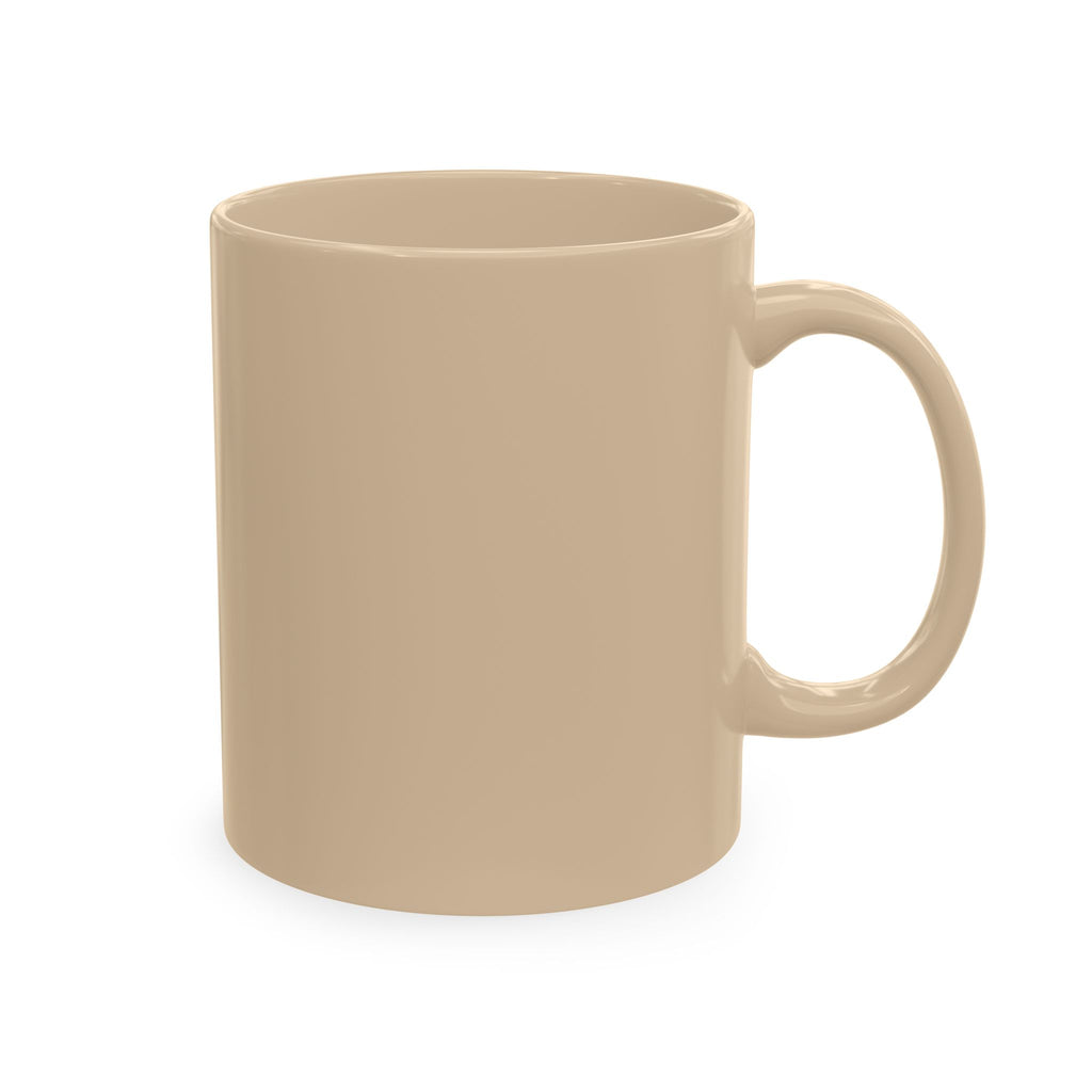 Traditional Ceramic Mug — Minimal Black Coffee Cup with Subtle Text Design