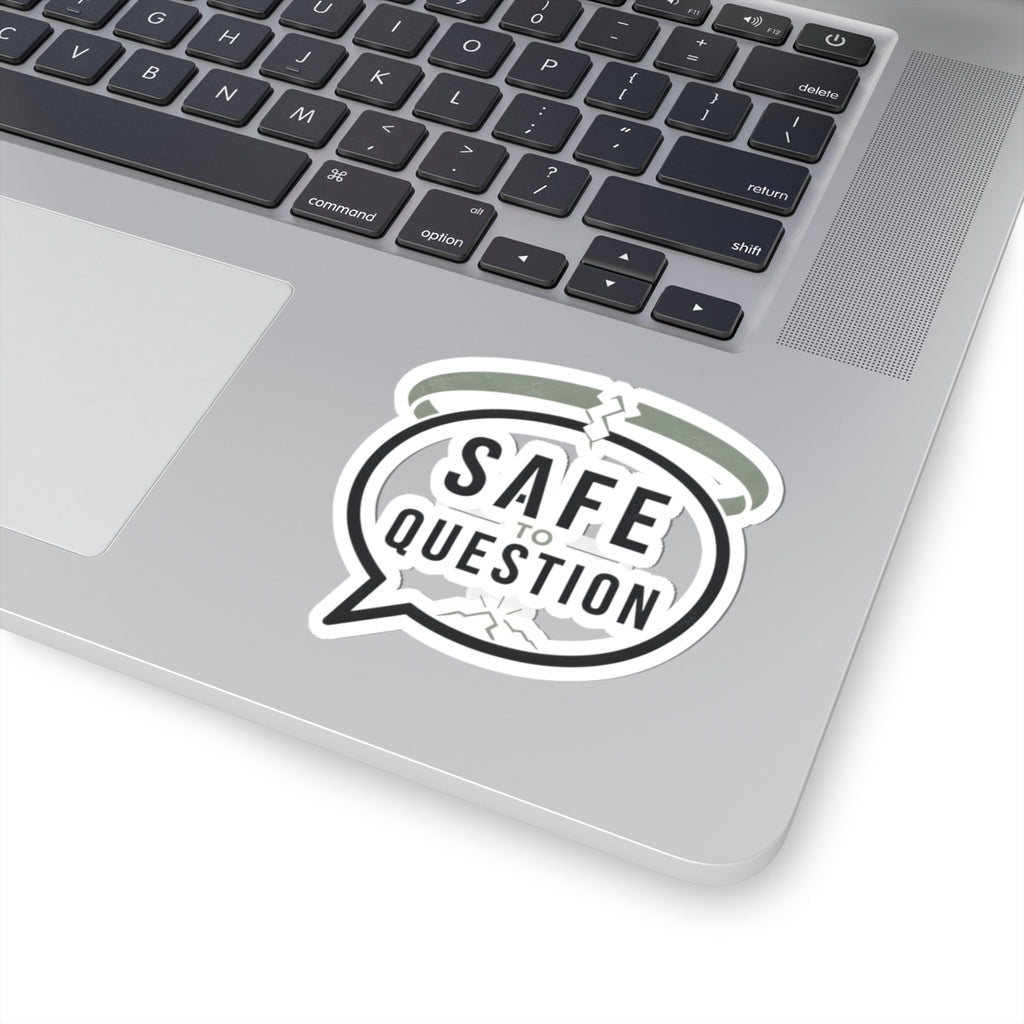 Safe to Question Kiss-Cut Sticker — Speech Bubble Design for Laptops, Notebooks & Activism
