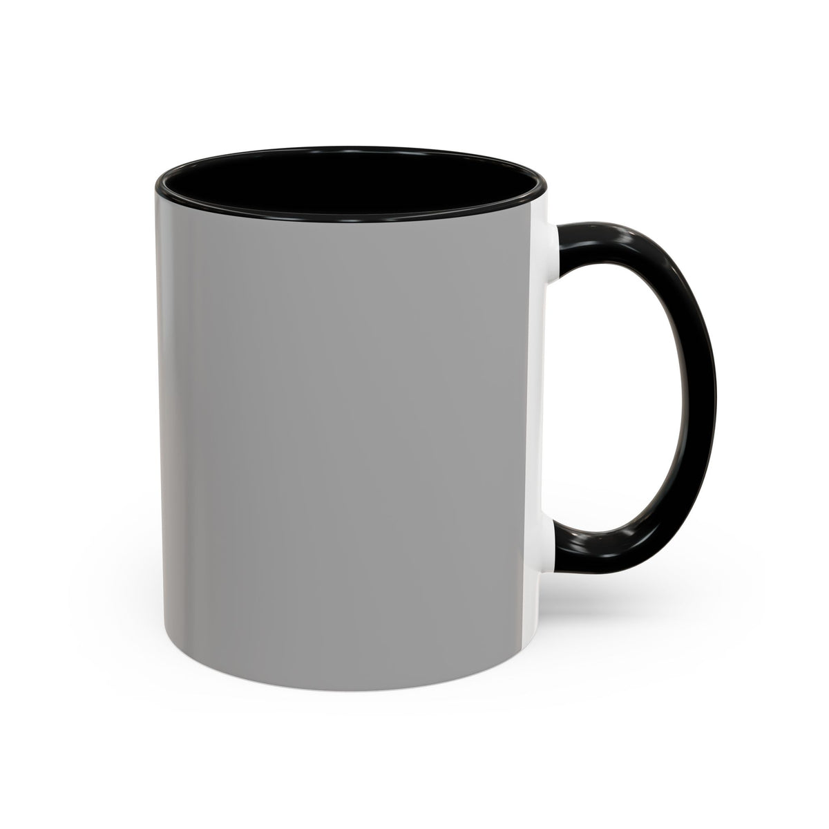 Grey Accent Coffee Mug with Black Handle & Interior — Minimalist Everyday Coffee Cup