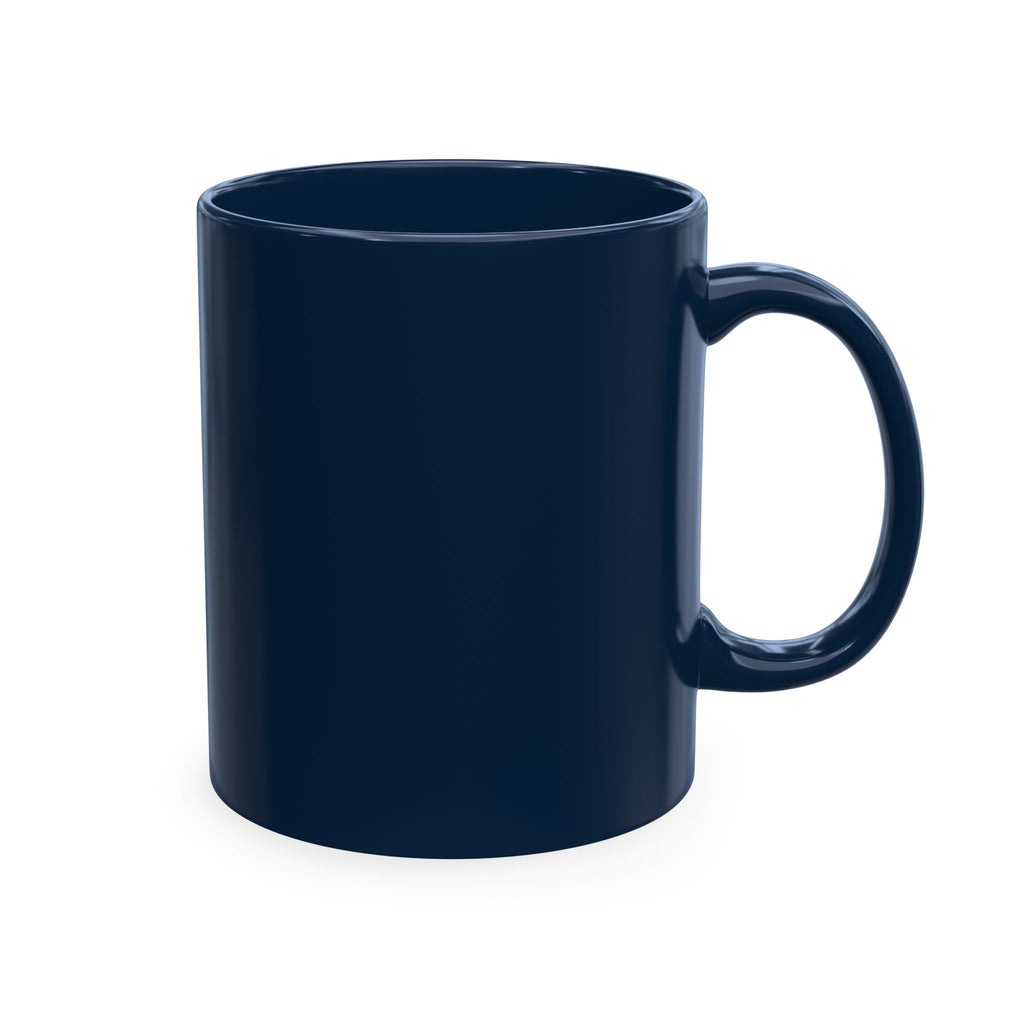 Traditional Ceramic Mug — Minimal Black Coffee Cup with Subtle Text Design