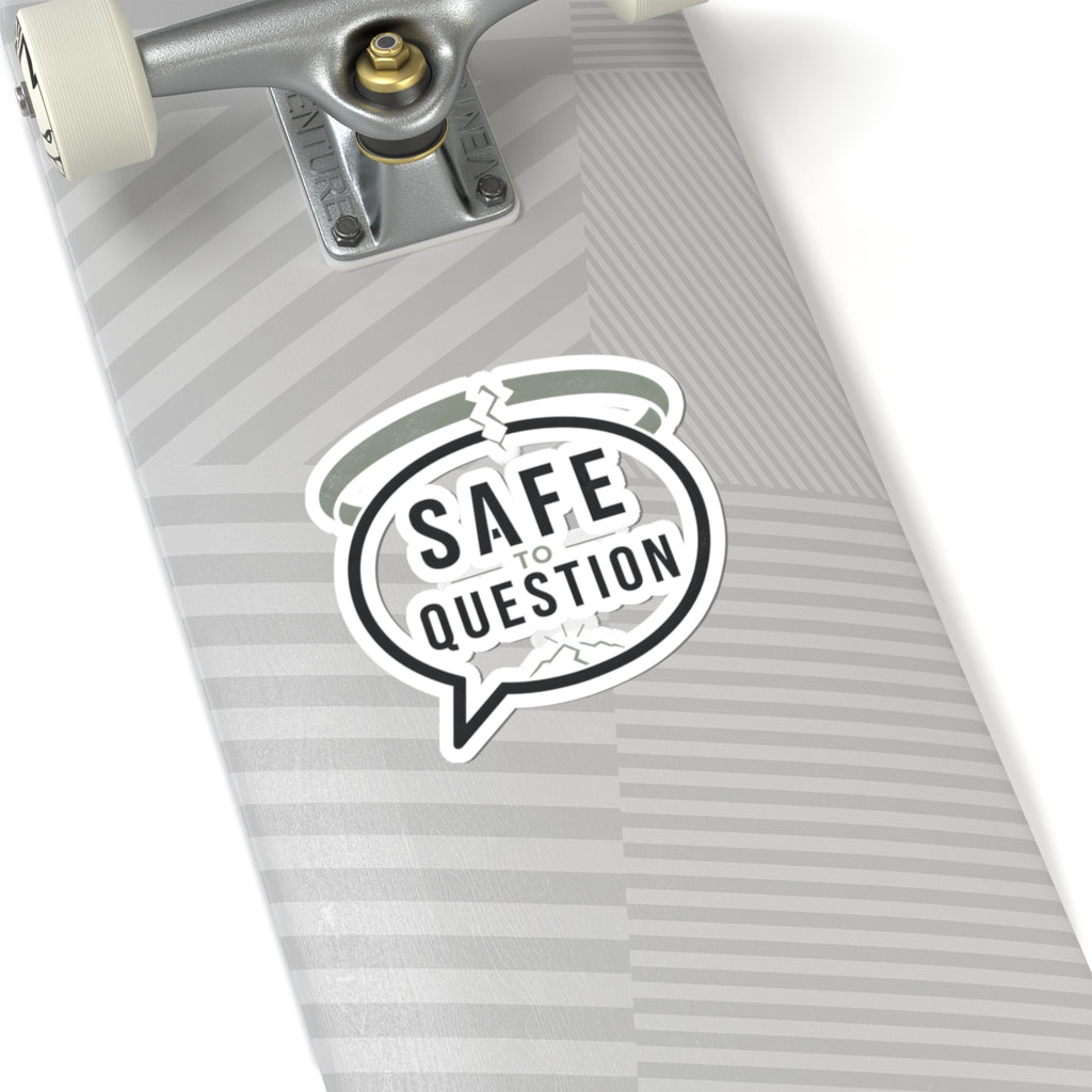 Safe to Question Kiss-Cut Sticker — Speech Bubble Design for Laptops, Notebooks & Activism