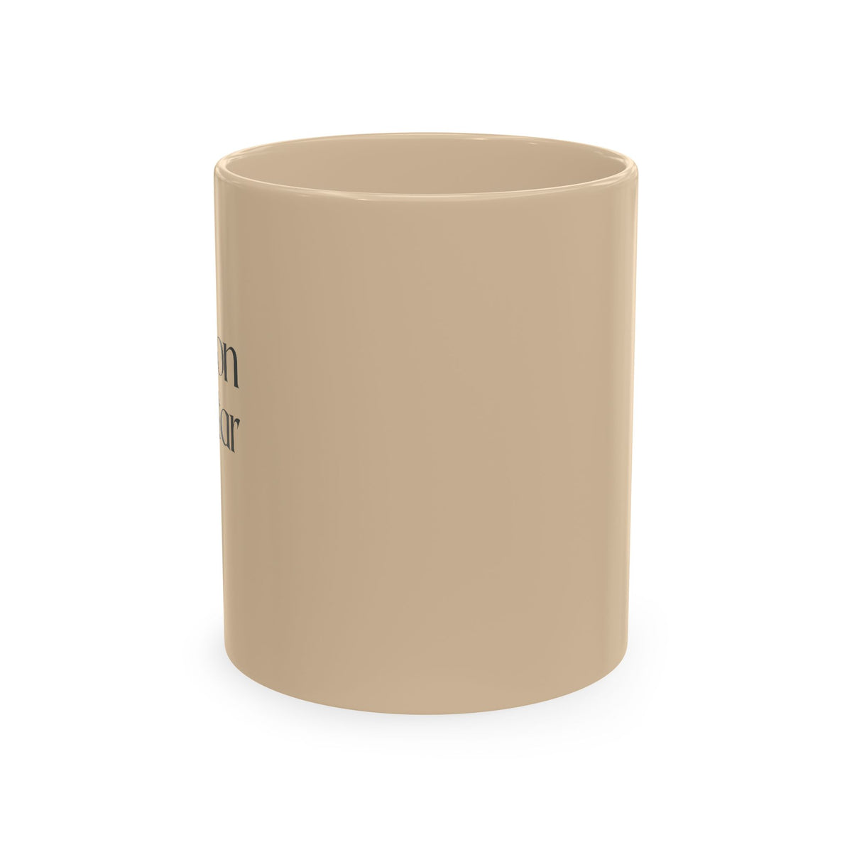 Traditional Ceramic Mug — Minimal Black Coffee Cup with Subtle Text Design
